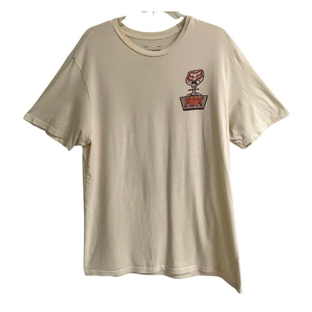 Fox Racing Disquiet Atomic‎ Cocktail Crewneck T-shirt Men’s XL Cream 100% Cotton